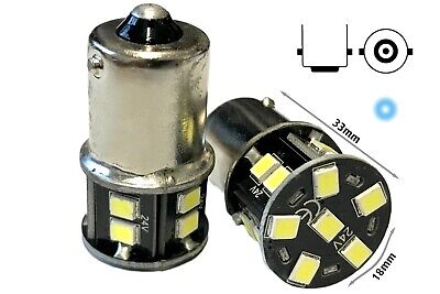 24V Lampada Led BA15S G18 R5W Bianco Freddo 16 Smd 2835 Piedi Dritti No Polarit