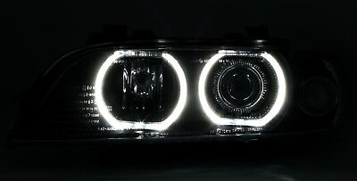 Coppia Fari Fanali Anteriori TUNING E39 95-00 Angel Eyes NERI H7/H7