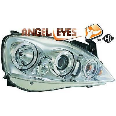 Coppia Fari Fanali Anteriori Tuning CORSA 00-06 chrome con anelli ANGEL EY