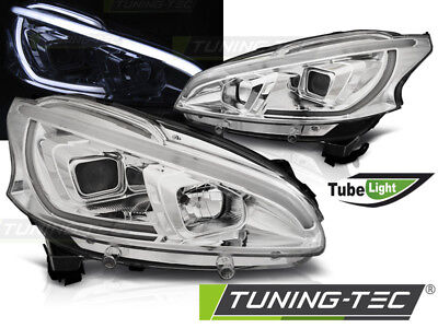 Coppia Fari Fanali Anteriori Tuning 208 2012 > 2015 Cromati Tube light