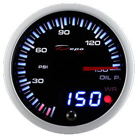 Manometro Strumento 52mm DEPO Pressione Olio 0-10 BAR Picco - Nero DIGITALE