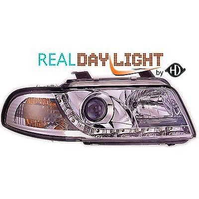 Coppia fari fanali anteriori TUNING A4 99-00 chrome con Dayline a LED O