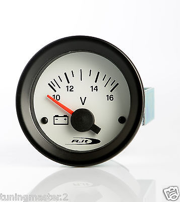 Manometro Strumento Road Italia VDO Style Voltmetro 8-18 Volt 52mm Bianco