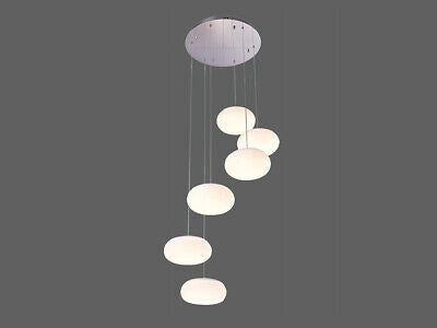 Lampada Led A Sospensione Moderna Rotonda Colore Bianco Con 6 Fari Diametro