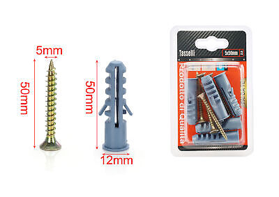 Kit 5 pcs Tasselli &Oslash;12x50mm Con Viti 5x50mm <ul><li>Kit Ø12x50mm