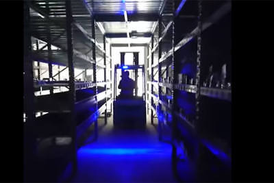 Lampada Fanale Faro Led Lineare Per Carrello Elevatore Muletto Luce Blue 12-80 V