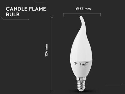 Lampada A Led E14 CF37 5.5W Freddo 6400K Forma Candela Fiamma Colpo Di Vento SK