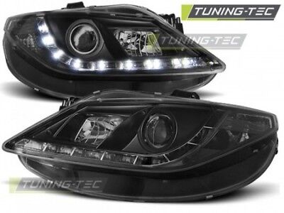 Coppia Set Fari Fanali Anteriori Tuning IBIZA 6J 06.08-12 DAYLIGHT Nero Alogeni