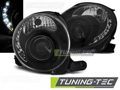 Coppia Fari Fanali Anteriori Tuning 500 07-15 Nero LED Alogeni H7