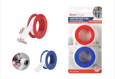 2 Pezzi Nastro in Teflon Sigillante per Filettatura PTFE 12mm X 10MT