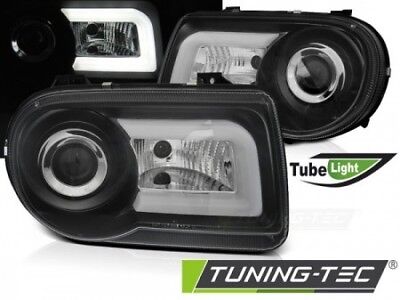 Coppia Set Kit Fari Fanali Tuning Anteriori 300C 05-10 Nero TUBE LIGHT Alogeni