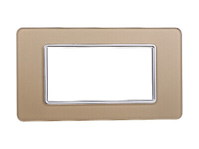 ETTROIT Placca In Vetro Serie Starlight 4P Colore Oro Compatibile Con Vimar