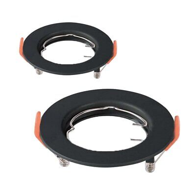 2 PZ Porta Faretti Led GU10 MR16 Rotondo Fisso Con Molla Nero Spotlight Fitting