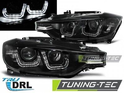 Coppia Fari Fanali Anteriori Tuning F30 F31 0.2011 > 05.2015 Neri U LED BAR