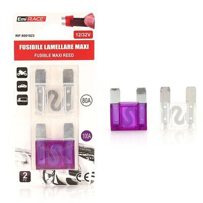 2 Fusibili Piatti Grande Maxi Reed 80A+100A 34,2X29,2X8,9mm