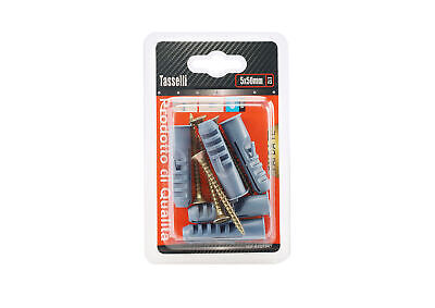 Kit 5 pcs Tasselli &Oslash;12x50mm Con Viti 5x50mm <ul><li>Kit Ø12x50mm