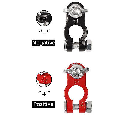 Coppia Morsetti Terminali Batteria Auto e Moto, Positivo Rosso Negativo Nero