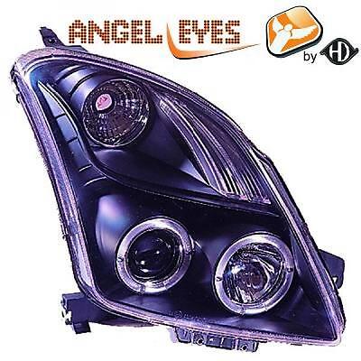 Coppia Set Fanali Fari tuning anelli angel eyes neri SWIFT 2005 -> 2010