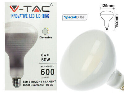 Lampada Led Filamento E27 R125 Riflettore 8W Neutro 4000K Dimmerabile In Vetro