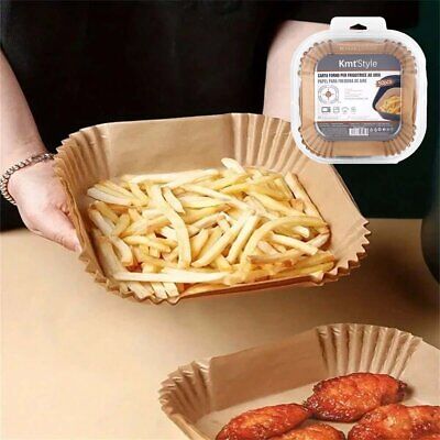 50 Pezzi Carta Forno per Friggitrice ad Aria Quadrato Antigrasso Fodera in