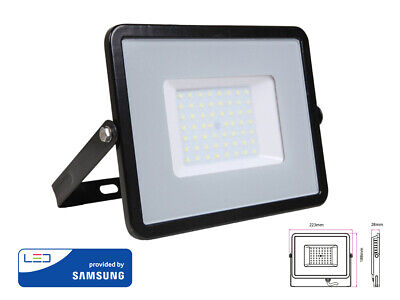 Faro Proiettore Led Flood Super Slim 50W Bianco Freddo Carcassa Nera Chip Samsu