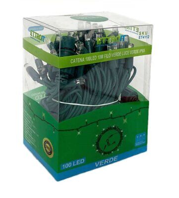 Catena Luminosa di Luci Led IP65 10 Metri Con 100 Filo Verde Luce Connettore