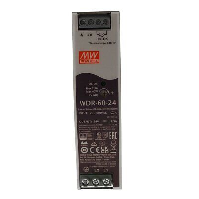 <p>MeanWell WDR-60-24 Alimentatore Slim DIN Rail 60W 24V 2,5A Input
