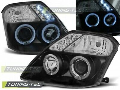 Coppia Fari Fanali Anteriori TUNING C2 2003-2010 NERI Anelli Angel Eyes