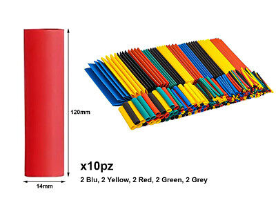 10 Pezzi Guaine Termorestringente Misura 14X120mm Colori Misti Assortiti <ul>