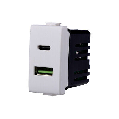 ETTROIT Modulo Presa Caricatore USB 2 Porte 3,1A USB-A + Type C Bianco