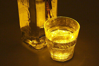 2 PZ Luci Led Sotto Bottiglia Vino Grappa Sotto Bicchiere Colore Giallo Yellow L