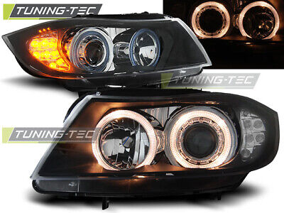 HEADLIGHTS ANGEL EYES BLACK LED INDICATOR fits E90/E91 03.05-08.08