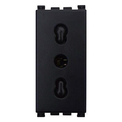 ETTROIT Presa Bipasso Bivalente 2P+T 10/16A Colore Nero Compatibile Con Vimar