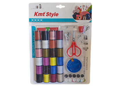 Kit Cucito Dotato Di 24 Rocchetti Filo Assortiti, Forbici, Bottoni, Aghi,
