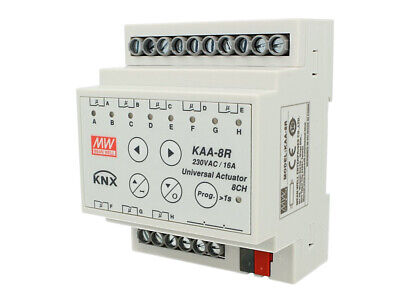 MeanWell KAA-8R Attuatore KNX Universale Relay On/Off 8 Canali 16A Konnex Con G