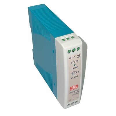 MeanWell MDR-20-5 Alimentatore Guida DIN 20W 5V 3A Input 220V e 110V Barra Rail