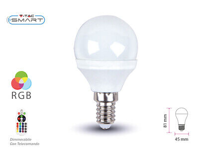 Lampada A Led E14 P45 3.5W RGBW 4000K Con Telecomando Dimmerabile Bulbo 320LM S