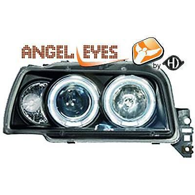 Coppia Fari Fanali Anteriori Tuning CLIO 91-96 neri con anelli ANGEL EYE