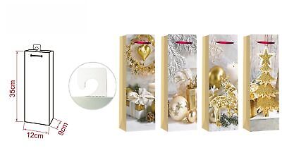 12 Pezzi Sacchetti Portabottiglia Vino Busta In Carta Per Tema Natale 12X35X9cm