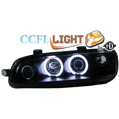 Coppia fari fanali anteriori TUNING PUNTO 99-03 (188)neri anelli angel eyes CCFL