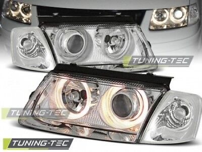 Coppia Fari Fanali Tuning PASSAT B5 3B 11.96-08.00 ANGEL EYES Cromato
