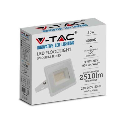 Faro Led Flood Light 30W 2510lm IP65 Slim 158X137X32mm Carcassa Bianca Luce
