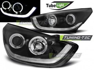 Coppia Fari Fanali Anteriori Tuning TUCSON IX35 10-13 Nero TUBE LIGHT