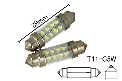 Coppia 2 Lampade Led T11 C5W Siluro 39mm Con 8 F3 Colore Verde Green 12V 0,2W