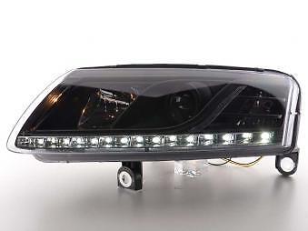 Coppia Fari Fanali Anteriori Tuning Dayline Luci Diurne A6 4F 04-08 nero