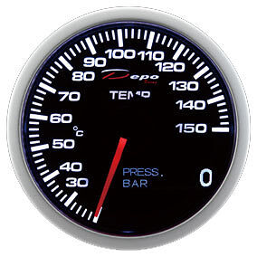 Manometro Strumento 60mm DEPO Temperatura Acqua/Olio + Pressione Olio (2 in 1)