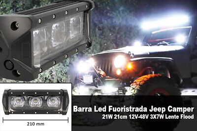 Barra Led Fuoristrada Work Light Bar 21W 21cm 12V-48V 3X7W Lente Flood <p