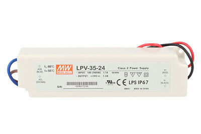 Alimentatore Trasformatore CV MeanWell Impermeabile IP67 24V 35W 1,5A LPV-35-24
