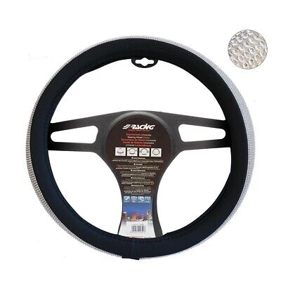 Coprivolante Black Diamonds Eco pelle nera con strass per volanti diametro