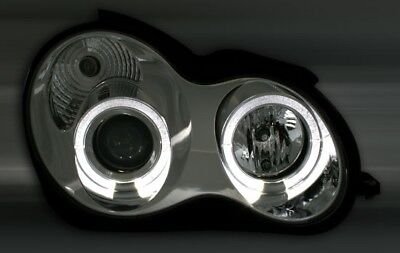 Coppia Fari Fanali Anteriori TUNING C W203 2000-2007 cromati